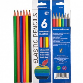 Набор цветных карандашей на 6 цветов в картонной упаковке. На изгиб немного "эла. . фото 2