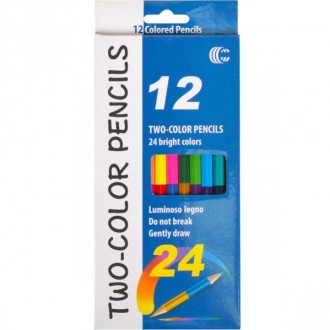Карандаши цветные двусторонние 12 штук, 24 цвета. Мягкие цветные карандаши остав. . фото 5