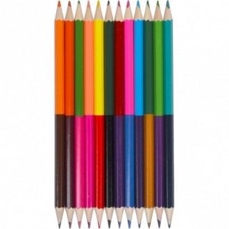 Карандаши цветные двусторонние 12 штук, 24 цвета. Мягкие цветные карандаши остав. . фото 3