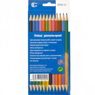 Карандаши цветные двусторонние 12 штук, 24 цвета. Мягкие цветные карандаши остав. . фото 4