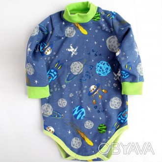 Теплое боди для новорожденных синего цвета с рисунком от Украинского производите. . фото 1