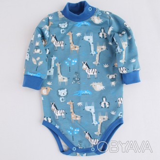 Теплое боди для новорожденных синего цвета с рисунком от Украинского производите. . фото 1