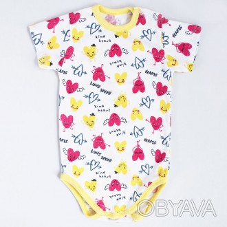 Боди-футболка для новорожденных на короткий рукав с сердечками от TM Ladan. Изго. . фото 1