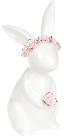 Набор 2 статуэтки "Зайчик с розочками" 7.3х6.6х14.5см. Київ. фото 1