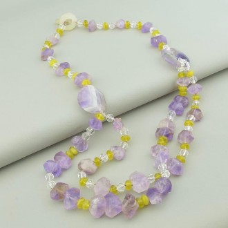 Бусы Аметист, Аметрин, Жадеит 70 см.. Киев. фото 1