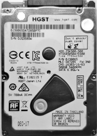 Жесткий диск HDD 500GB 5400rpm 8MB SATA III 2.5 Slim Hitachi Z5K500-500 HTS54505. Киев. фото 1 Жесткий диск HDD 500GB 5400rpm 8MB SATA III 2.5 Slim Hitachi Z5K500-500 HTS54505. Киев. фото 1