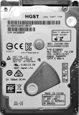 Жесткий диск HDD 400GB 5400rpm 8MB SATA III 2.5 Slim Hitachi Z5K500-400 HTS54504. Киев. фото 1 Жесткий диск HDD 400GB 5400rpm 8MB SATA III 2.5 Slim Hitachi Z5K500-400 HTS54504. Киев. фото 1