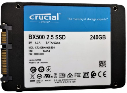 
Твердотельный накопитель SSD 240GB SATA III 3D TLC 2.5" Crucial BX500 CT240BX50. . фото 27