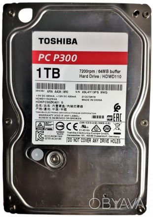 Жесткий диск для компьютера 1.0TB 7200rpm 64MB SATA III 3.5" Toshiba P300 HDWD11. . фото 1