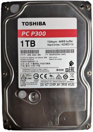 Жесткий диск для компьютера 1.0TB 7200rpm 64MB SATA III 3.5" Toshiba P300 HDWD11. . фото 2