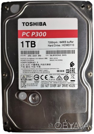 Жесткий диск для компьютера 1.0TB 7200rpm 64MB SATA III 3.5" Toshiba P300 HDWD11. . фото 1