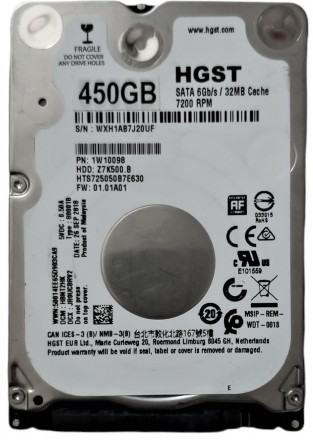 Жесткий диск для ноутбука 450GB 7200rpm 32MB SATA III 2.5" Slim Hitachi (HGST) T. . фото 2