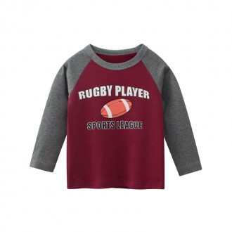 Лонгслів для хлопчика спорт бордовий Rugby player 27 KIDS. Коломыя. фото 1 Лонгслів для хлопчика спорт бордовий Rugby player 27 KIDS. Коломыя. фото 1