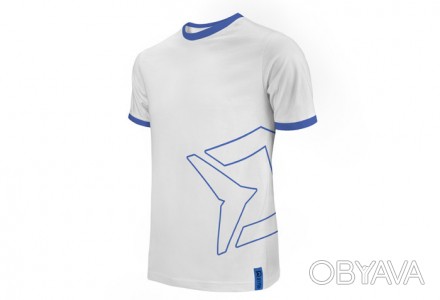 Delphin HYPER - классическая белая футболка с синим подолом вокруг шеи и коротки. . фото 1