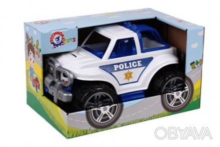 Машинка "Полиция ТехноК". Полицейский внедорожник с открытым кузовом, массивными. . фото 1