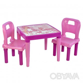 
Столик с двумя стульчиками детский учебный игровой пластиковый розовый для дево. . фото 1