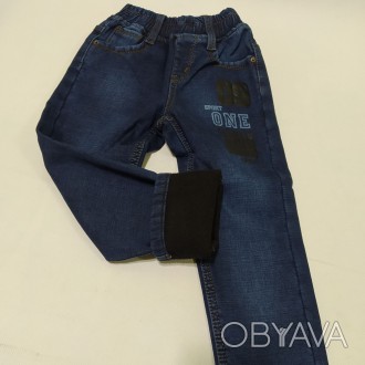 Синие джинсы на резинке для мальчика на флисе .Производитель - MOYABERVAРазмеры . . фото 1