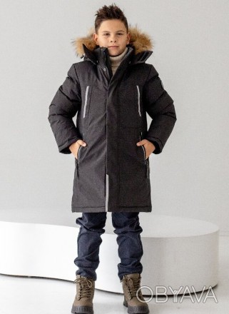 Парка удлинённая мальчика зимняя Производиnель Kiko Капюшон отстёгивается. Мех н. . фото 1