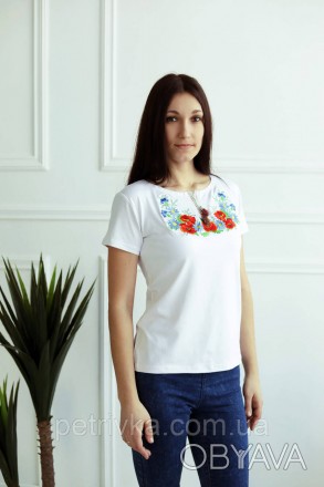 Футболка Барвиста
Жіноча футболка вишиванка - невід'ємна складова гардеробу кожн. . фото 1