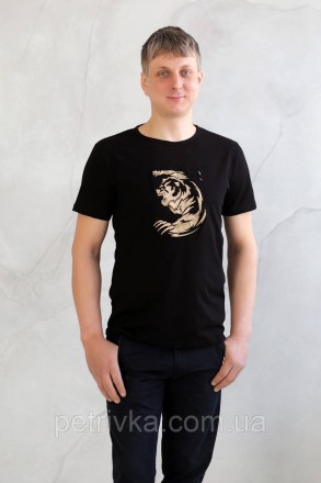 Чоловіча футболка чорна з вишитим принтом Ведмідь, висока якість, приємна до тіл. . фото 2