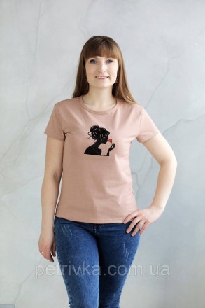 Жіноча біла футболка в стилі CASUAL, з вишитим принтом "Жіноча роза".
Висока які. . фото 2