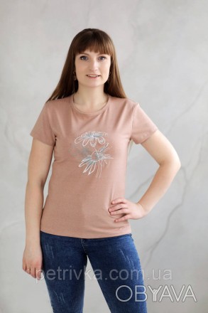 Жіноча футболка в стилі CASUAL, з вишитим принтом Ромашки
Висока якість тканини . . фото 1