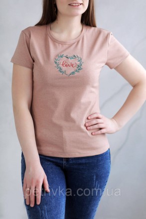 Жіноча футболка в стилі CASUAL, з вишитим принтом Серце LOVE
Висока якість ткани. . фото 2