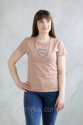 Жіноча футболка в стилі CASUAL, з вишитим принтом Серце LOVE
Висока якість ткани. . фото 3