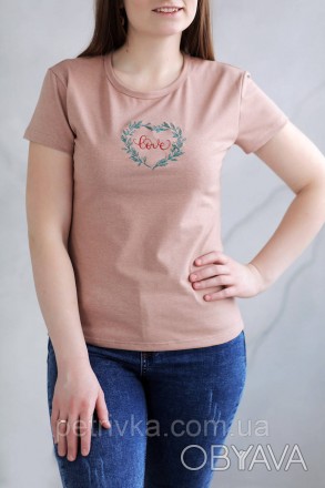 Жіноча футболка в стилі CASUAL, з вишитим принтом Серце LOVE
Висока якість ткани. . фото 1