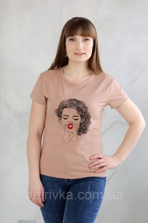 Жіноча футболка в стилі CASUAL, з вишитим принтом Дівчина.
Висока якість тканини. . фото 3