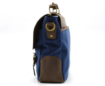 Стильная мужская сумка-портфель из парусины, с кожаным клапаном из лошадиной кож. . фото 6