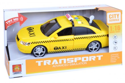 Инерционная машинка такси в удобном масштабе 1:16. У игрушечной такси открываютс. . фото 3