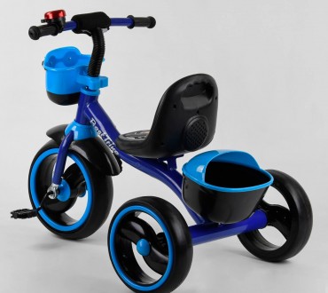  Детский трехколесный велосипед, колеса EVA со светом и звуком, звоночек, 2 корз. . фото 4