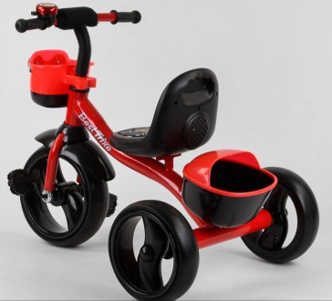  Детский трехколесный велосипед, колеса EVA со светом и звуком, звоночек, 2 корз. . фото 4