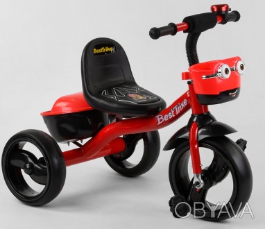 Детский трехколесный велосипед, колеса EVA со светом и звуком, звоночек, 2 корз. . фото 1