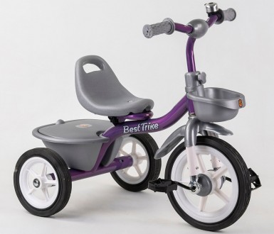 Детский трехколесный велосипед, резиновые колеса, звоночек, 2 корзины, накладки . . фото 2