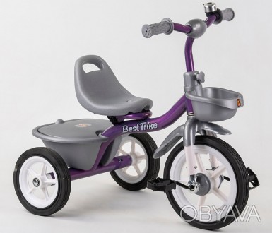 Детский трехколесный велосипед, резиновые колеса, звоночек, 2 корзины, накладки . . фото 1