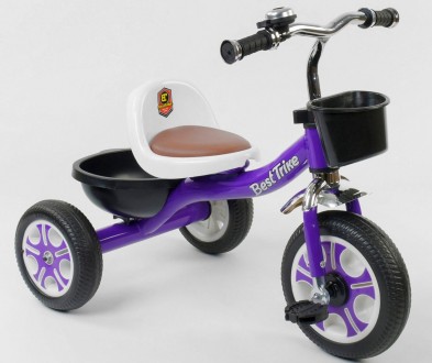 Детский трехколесный велосипед, Eva колеса, звоночек, 2 корзины, металлическая р. . фото 3