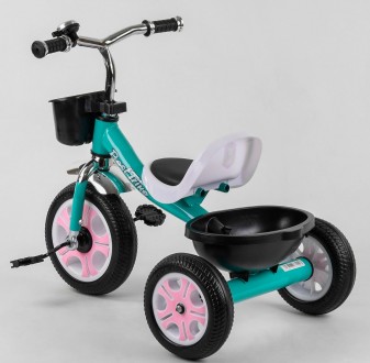 Детский трехколесный велосипед, Eva колеса, звоночек, 2 корзины, металлическая . . фото 4