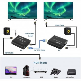 AL-331HD HDMI 4K удлинитель через Ethernet с аудио и повторителем видеовхода на . . фото 5