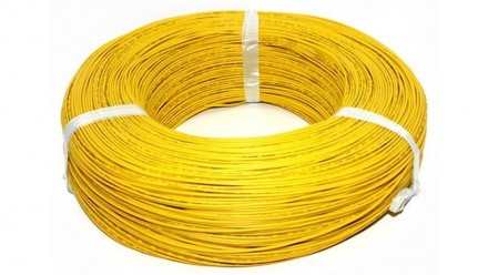 Монтажный кабель силиконовый 26awg UL3239 1.5мм 180 желтый 1м.Провод выполнен из. . фото 2