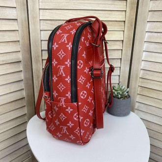 
Женский городской рюкзак сумка в стиле Луи Витон, сумка-рюкзак эко кожа бежевый. . фото 5