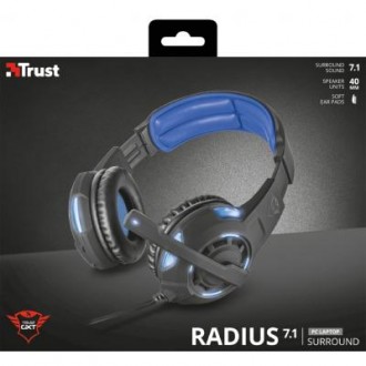 Trust GXT 350 Radius 7.1 - удобная игровая гарнитура с накладными наушниками, на. . фото 8