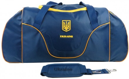 Большая дорожно-спортивная сумка 80L Kharbel с символикой Украины C220L navy, си. . фото 5