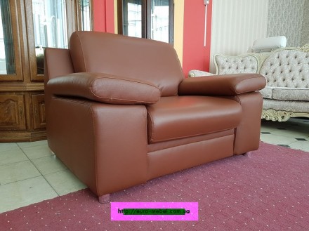 Кожаное кресло. Высококачественная кожа коричневого (кирпичного) цвета. Эта стил. . фото 2