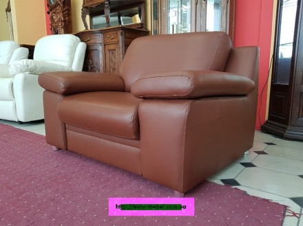 Кожаное кресло. Высококачественная кожа коричневого (кирпичного) цвета. Эта стил. . фото 3