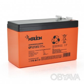 
	Аккумуляторная батарея MERLION AGM GP1272F2 PREMIUM - используется в устройств. . фото 1
