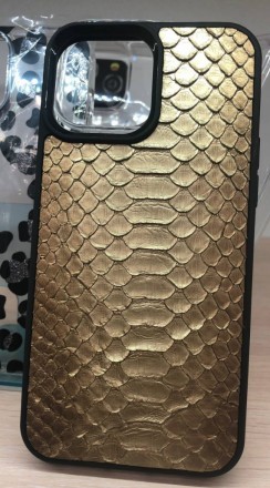 Чехол из золотой кожи питона с мелкими чешуйками для iPhone 13 Pro Max Статусный. . фото 12