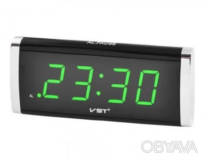 Настольные часы с зеленой подсветкой VST 730Часы настольные VST 730, с яркой зел. . фото 1