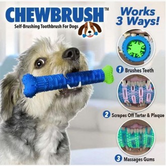 Зубная щетка для собак Сhewbrush Dog Dummy Bone выглядит как игрушечная кость. К. . фото 3